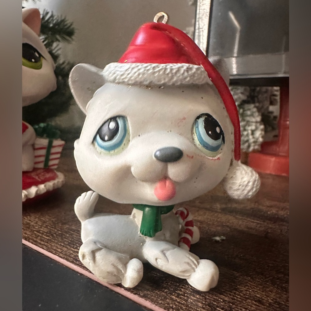 Rare 2006 Littlest Pet Shop Christmas Bobble head Cat Figurine & puppy - Picture 7 of 9